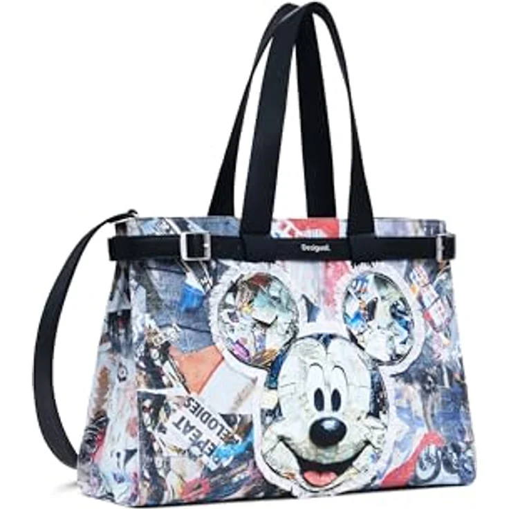 Desigual Mickey Collage Hobart Shopper Tasche, 42 cm, mehrfarbig, 100% Baumwolle, Tutti Fruti – Bild 1