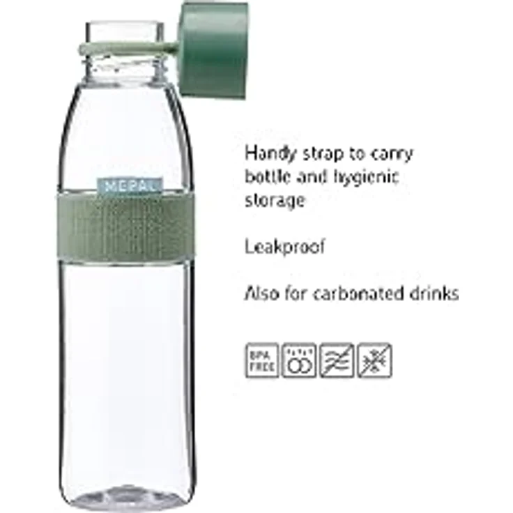 Mepal Ellipse Trinkflasche, 500 ml auslaufsichere Sportflasche in Vivid Blue, geeignet für kohlensäurehaltige Getränke – Bild 2