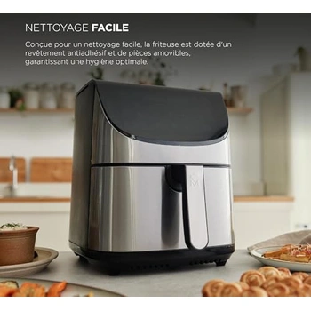 MasterPRO ROCKET 600 - Friteuse à air chaud 6L sans PFAS 1800W 6L avec revêtement céramique CERATECH - Écran tactile LED - Thermostat réglable 80-200°C - Panier amovible - Boîtier en acier