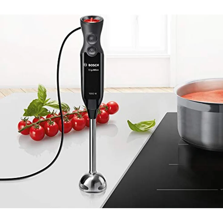 Bosch MS61B6170 ErgoMixx Stabmixer-Set, 1000 W, extra leichtes ergonomisches Gehäuse, 12 Stufen, Edelstahl-Mixfuß, piano black-anthrazit – Bild 3