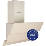 Wiggo Dunstabzugshaube 60cm kopffrei I Abluft Umluft Dunstabzug 300m³/h - LED Touch-Display 3 Stufen I Schräghaube inkl. Fettfilter & 2x Kohlefilter I Abzugshaube mit 3 teiliger Glasfront creme