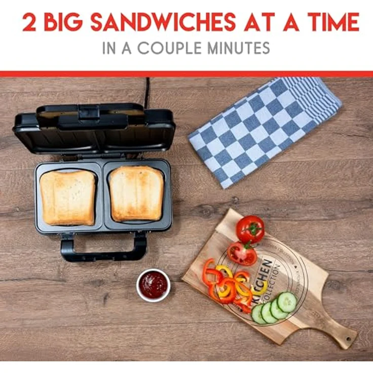 *Alpina* 2-in-1-Sandwichmaker XL, 900,00 W - Leistungsstarkes Must-have für schnelle und leckere Snacks, weiß – Bild 8