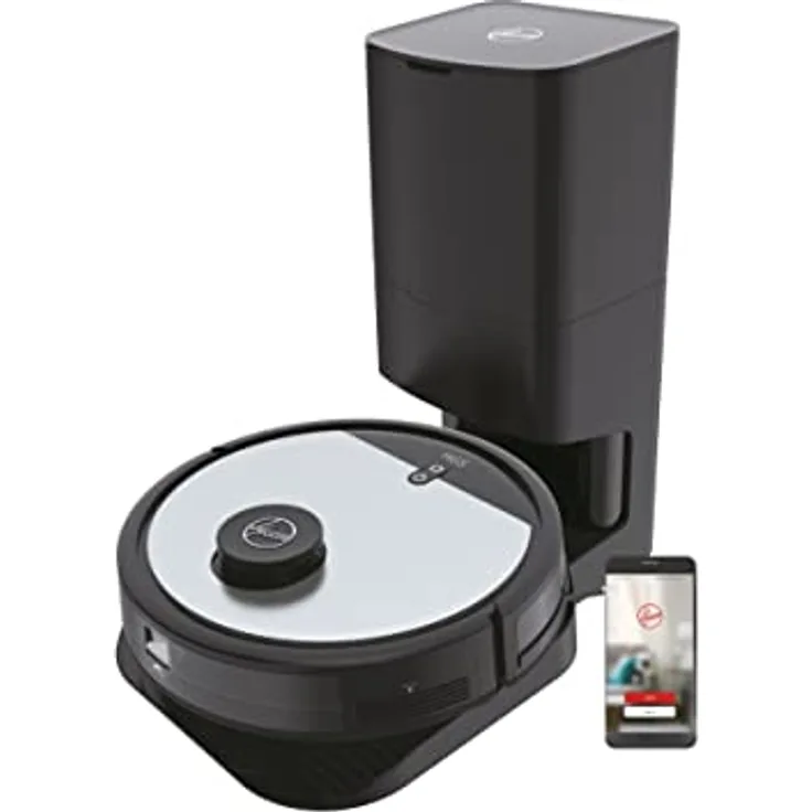 Hoover HG5 Saugroboter mit Absaugstation & App-Steuerung mit Karte und Zeitplan – DRY PRO Roboter Staubsauger mit automatischer Entleerung & Laden – Staubsaugroboter mit XL-Bürste und Lasernavigation