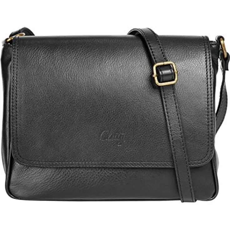 Cluty Umhängetasche aus echtem Leder, Made in Italy, beigefarbenes Kontrastfutter innen