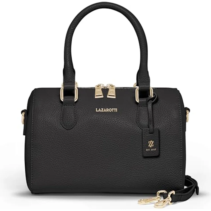 Lazarotti Bologna Leather Handtasche, 26 cm, Schwarz, aus Leder mit verstellbarem Schulterriemen – Bild 1