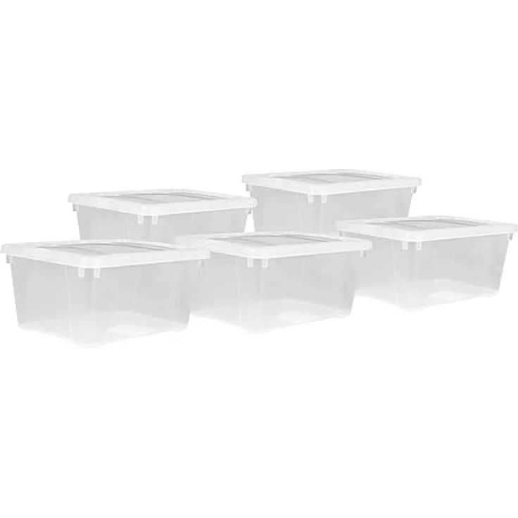 Spetebo Kunststoff Aufbewahrungsbox, 4,5 L, transparentes 5er Set, stapelbare Universalbox mit Deckel, 37 x 26 cm – Bild 1