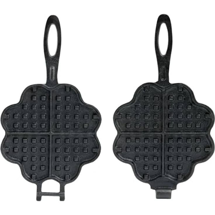 BBQ-Toro Gusseisen Waffeleisen, Herzform, mit 2 Stielen, Ø 15 cm, bereits eingebrannt, für knusprige Herzwaffeln, Grill und Outdoor geeignet – Bild 4