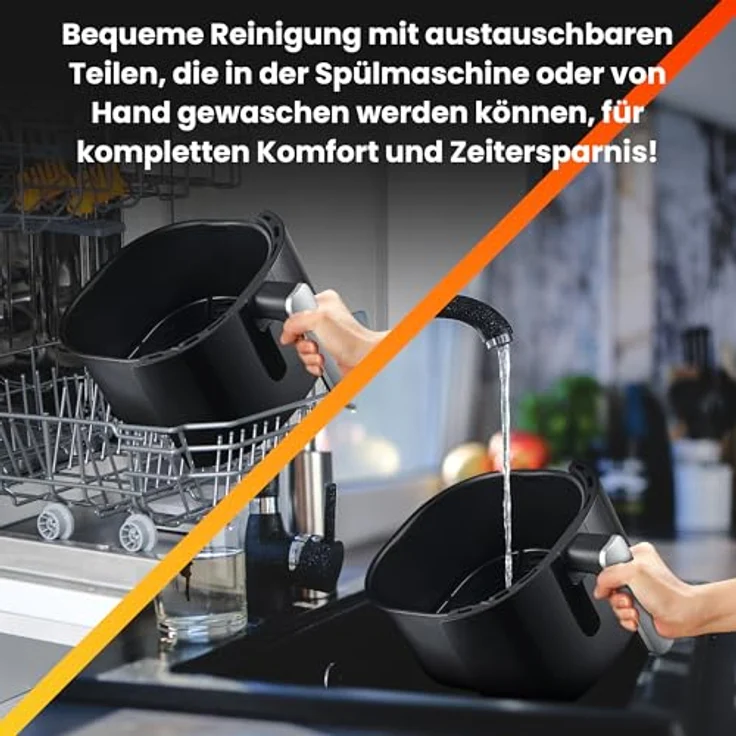 EXTRALINK 1300W Airfryer 4L - Heißluftfritteuse mit 8 Kochfunktionen, LED-Touchscreen - 90% Weniger Fett, Weiß – Bild 5