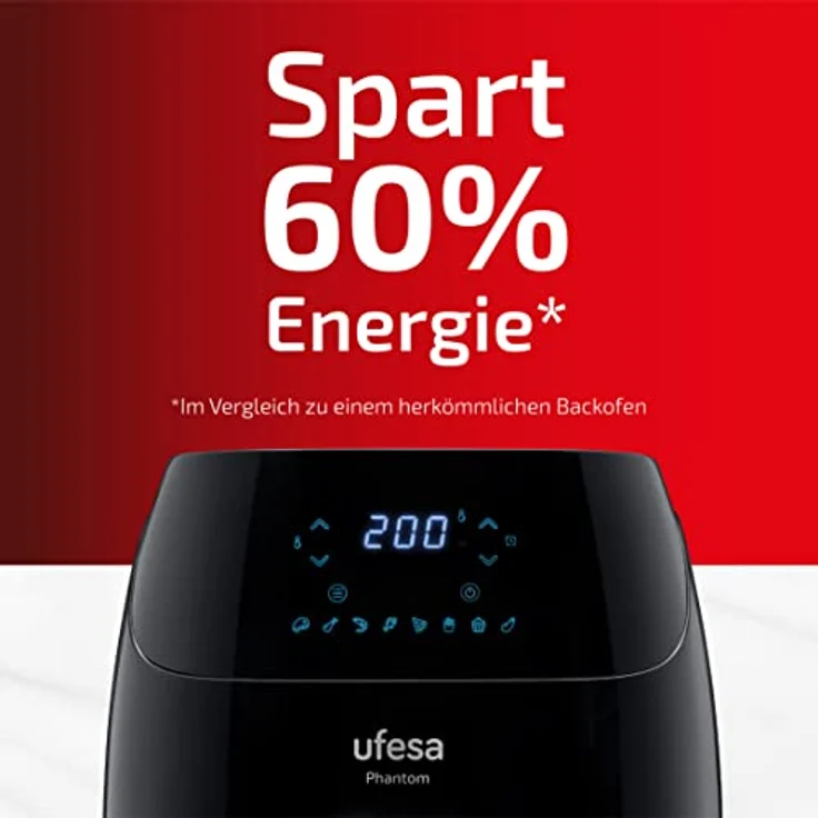 Ufesa Smart WLAN Heißluftfritteuse, 5 L XXL mit APP Steuerung und Rezepte, Friteuse Heissluft Fritteusen ohne Öl,Airfryer mit Digitalem LED-Touchscreen,Vorheizen&Warmhalten,1500W, AF5000 Luftfritteuse – Bild 2