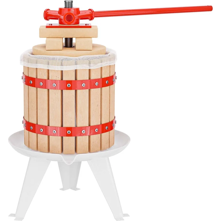 Wiltec 12L Obstpresse aus Buchenholz inkl. Presstuch, manuelle Weinpresse mit 240x270mm Korb, Apfelpresse Fruchtpresse für Obst Wein Maische, robuste Entsafter in Naturholzoptik