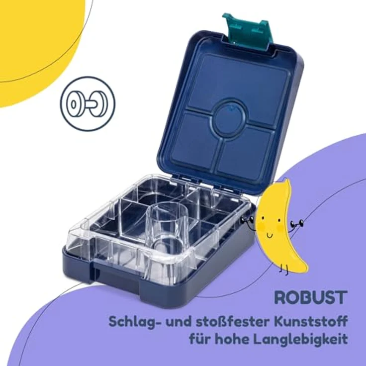 Klarstein schmatzfatz easy Snackbox 4 Fächer, luftdicht und spülmaschinengeeignet, 18 x 15 x 5 cm – Bild 3
