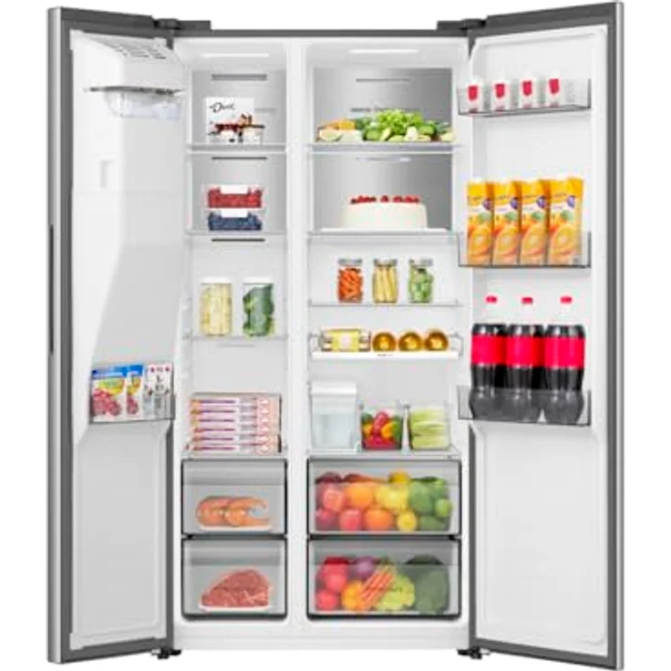 Hisense RS5P528STIC, Freistehender Side-by-Side-Kühlschrank, 528 l, Edelstahl, Amerikanische Tür, No-Frost-Technik, Grau – Bild 4