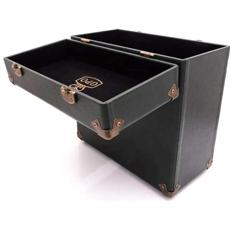 GPO CASE12 Tragbares Aufbewahrungsbox für 12" Schallplatten (für bis zu 30 Vinyl-Schallplatten), Dunkelgrün