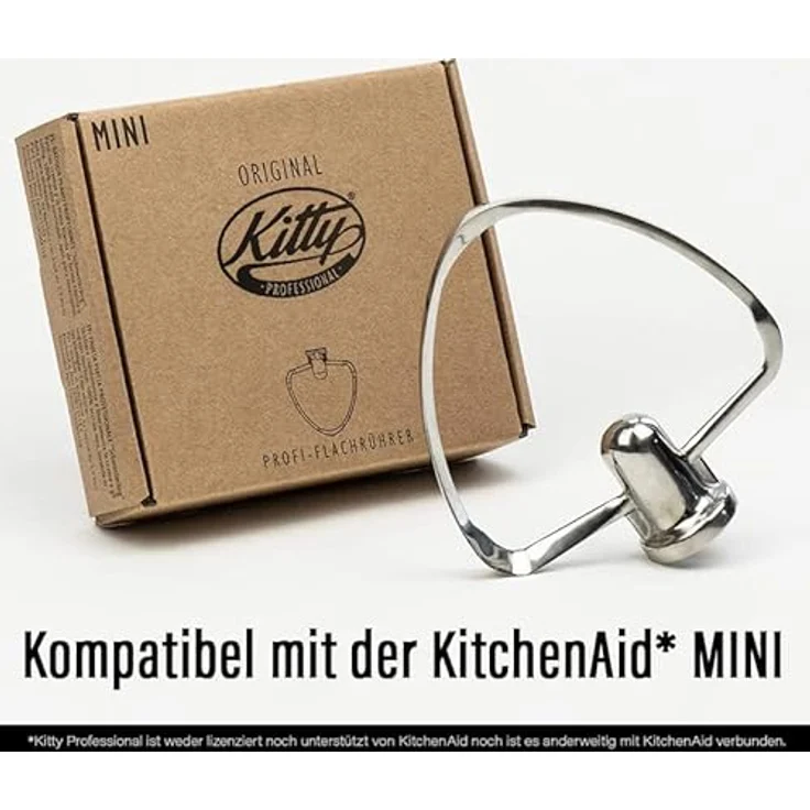 Kitty Professional Flachrührer Edelstahl "Schmetterling" für KitchenAid MINI | schneller und spülmaschinenfest, silber – Bild 3