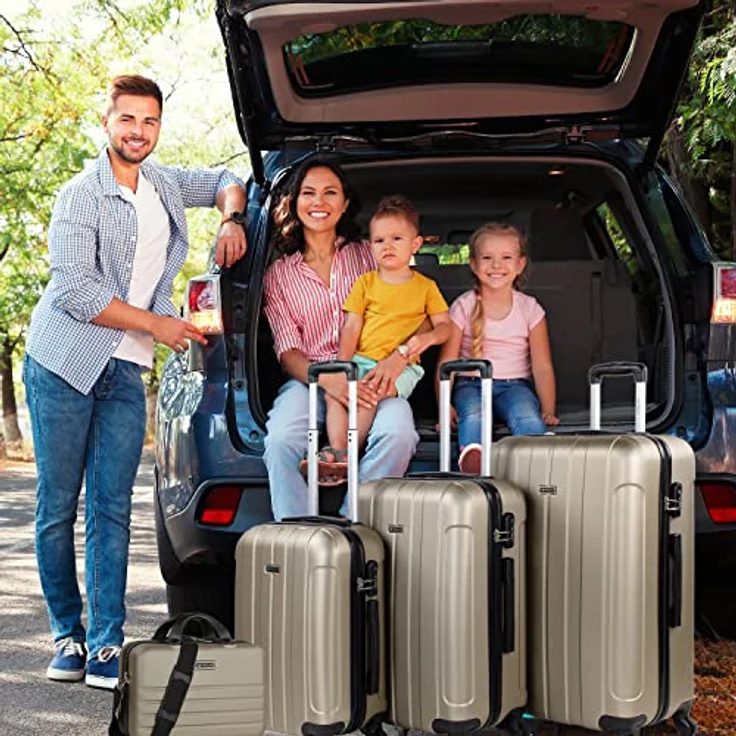 ITACA - Koffer Groß 4 Räder Großer Koffer Leichte - [ ABS ] Reisekoffer Groß für Flugzeuge Koffer Hartschale mit TSA Geprüftem Schloss - Handgepäck Koffer [ 48x73x28 ] - Trolley Koffer Kom, Champagner – Bild 2