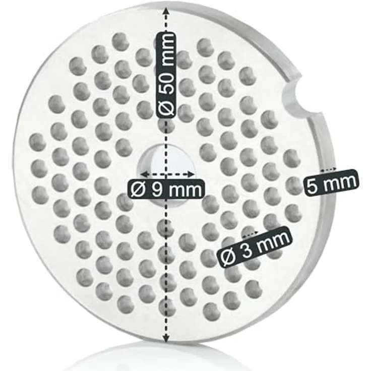Mahlzeit Lochscheibe ø 3 mm für elektrischen Fleischwolf, Edelstahl, Zubehör für professionelles Hacken, 5 cm Durchmesser – Bild 2