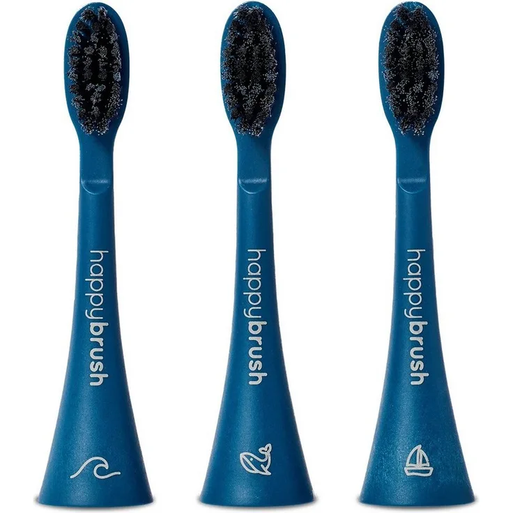happybrush Aufsteckbürsten happybrush ECO VIBE 3 Aufsteckbürsten Ocean Zahnbürsten, nachhaltig und effektiv, CO2-neutral versandt, 3-fach gedrehte Borsten