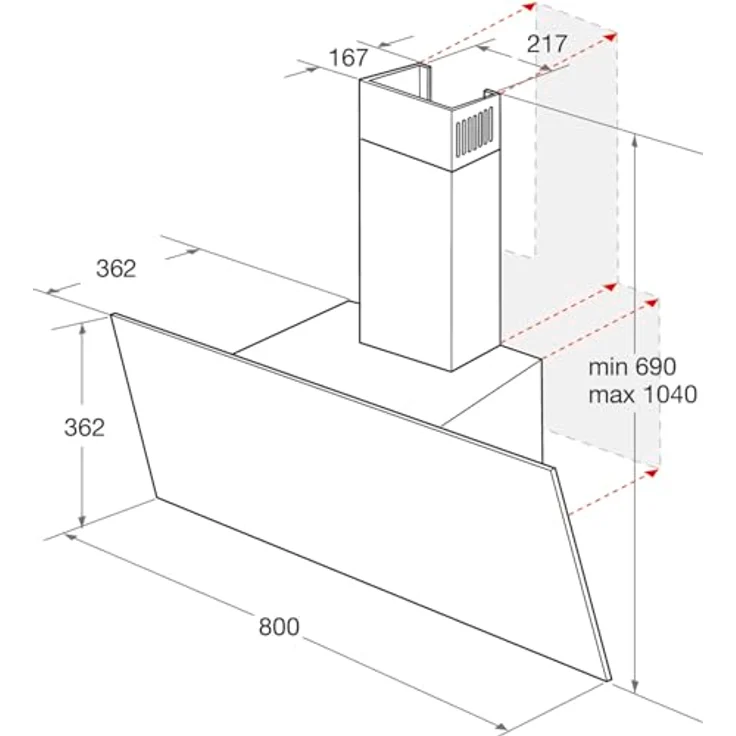 Bauknecht RBHVP 83 LM K Dunstabzugshaube (80 cm) - Abluft- und Umluftbetrieb/Kopffrei-Dunstabzugshaube/Touch-Control/LED-Beleuchtung/Leistungsstarker Lüftermotor – Bild 5
