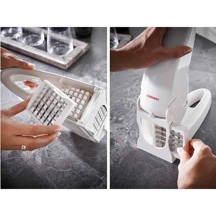 Leifheit Pommes-Frites-Schneider ComfortLine-Serie mit 2 Messereinsätzen, Pommesschneider für 10 oder 12 mm Sticks, rutschfester Gemüseschneider mit Softtouch-Griff – Bild 5