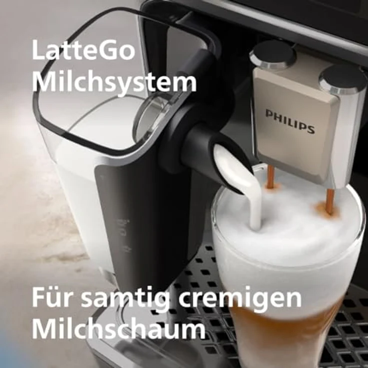 "Philips Kaffeevollautomat EP5544/50 5500 Series, 20 Kaffeespezialitäten, LatteGo-Milchsystem, SilentBrew Technologie, Schwarz/Grau" – Bild 6