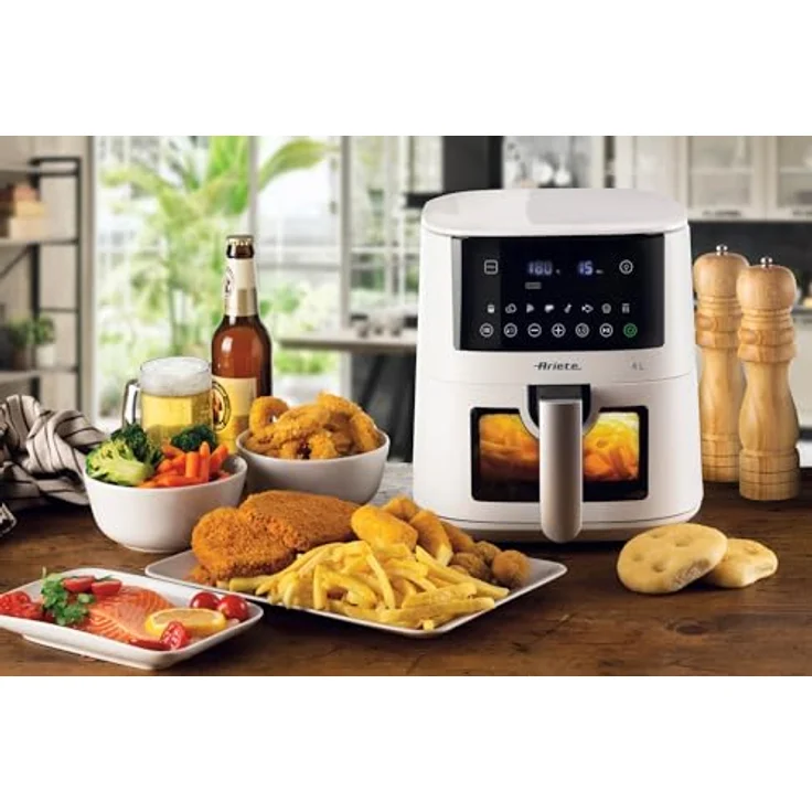 Ariete 4633 4L Heißluftfritteuse, 1400 W, 4L Fassungsvermögen, 9 Programme, Shake- und Grillfunktion, Temperatur bis 200°C, Weiß – Bild 5