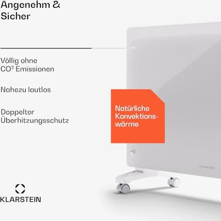 Klarstein Bornholm Smart Elektroheizung 2500 W Konvektor Heizung mit App-Control, Wandmontage & Bodenrollen, mit Thermostat – Bild 2