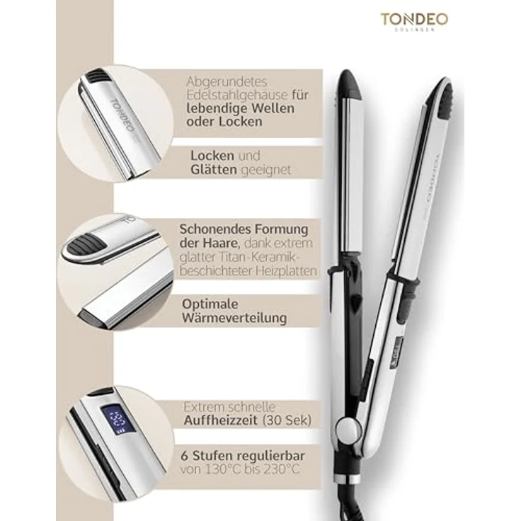 TONDEO Glätteisen CERION 2in1 | Profi-Haarglätter mit Ionen-Technologie | 2in1: Glätt- und Welleneisen – Bild 2