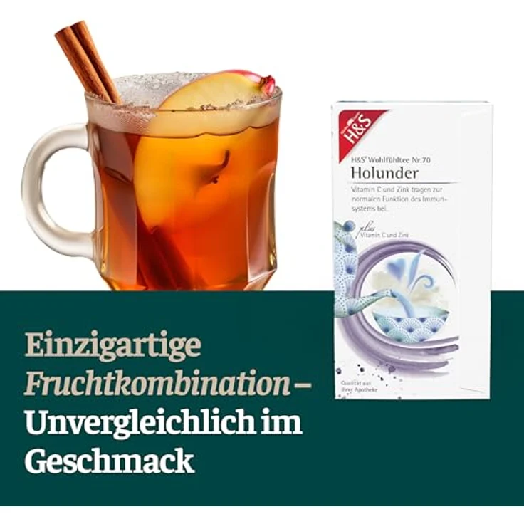H&S Holunder-Tee mit Vitamin C und Zink, Filterbeutel 20x2,5 g, natürliches Aroma – Bild 4