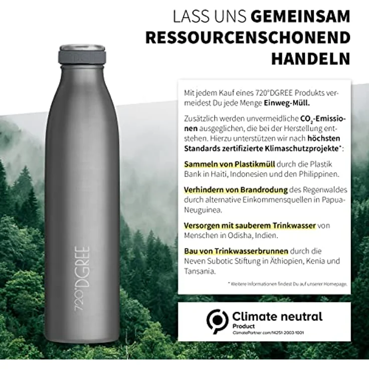 Trinkflasche Isolierflasche Edelstahl 350ml Doppelwandig 720°DGREE milkyBottle stone gray – Bild 5