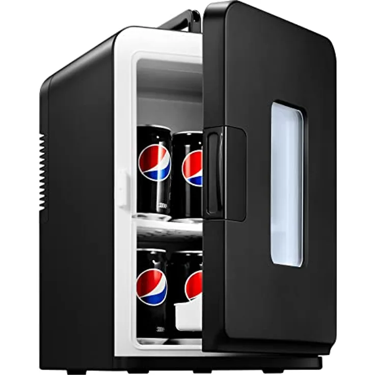 NORTHCLAN Mini Kühlschrank 15L, tragbarer Kühl- und Heizkühlschrank mit 220V AC/12V DC, MAX- und ECO-Modus, schwarz