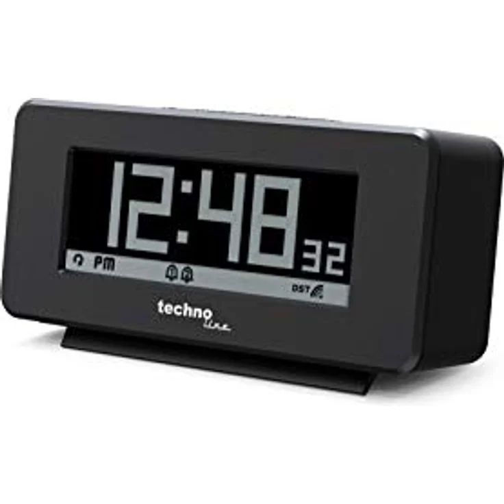 Technoline WT295 Funkwecker, DCF-77 mit positiv-und Negativ-Display, Kunststoff in Matt Schwarz, 2 Weckalarme, Datums- und Temperaturanzeige, Countdown-Funktion – Bild 1