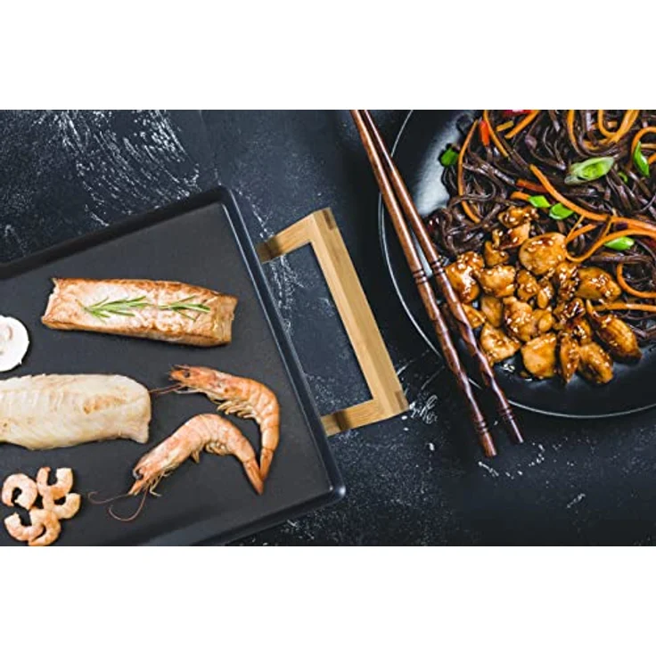 Bestron ABP605BB XXXL Teppanyaki Grillplatte, Elektro-Grillplatte, 2000W, Antihaftbeschichtung, für bis zu 10 Personen, extra lange Grillfläche 100 x 22 cm, schwarz – Bild 3