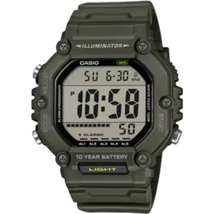 Casio AE-1600HX-3AVEF, Digitale Armbanduhr in Khaki mit Alarm, Stoppuhr, Beleuchtung und Countdownfunktion – Bild 2