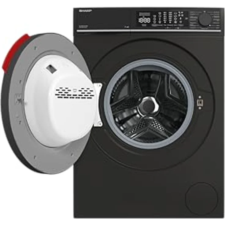 SHARP ES-MNFL814CMA-DE Waschmaschine Frontlader, 8 kg, A, 1400 U/min, Inverter Motor, AquaStop, Dampffunktion, MicroFiber-Filter, LED Touch Display – Mattschwarz – Bild 1