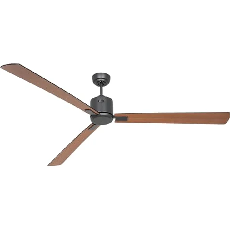CASAFAN Eco Neo III, Energiespar Deckenventilator mit Fernbedienung, WiFi, 180 cm, basaltgrau mit schwarzen und Teak Wendeflügel – Bild 3