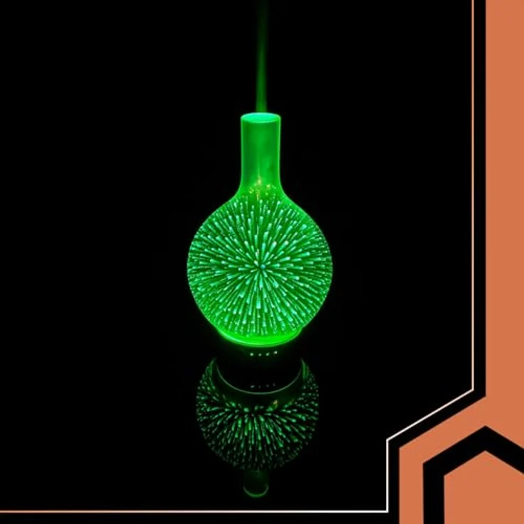 RUHHY Ultraschall Luftbefeuchter & Aroma Diffusor mit Spiegeloptik, leise, Auto-Abschaltung, 7 LED-Farben, Timer 30/60/120 Min, 3 Duftöle (Rose/Lavendel/Meer) – Bild 3