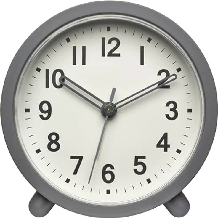 TFA Dostmann Leiser analoger Wecker 60.1043.10, batteriebetrieben, nicht tickend, Quarzuhrwerk, mit Snooze-Funktion und Hintergrundbeleuchtung, grau – Bild 3