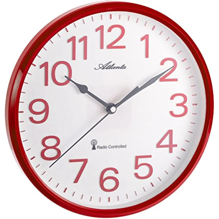Atlanta Funkwanduhr Küchenuhr Funkgesteuert 26 cm Rot - 4378-1 – Bild 1