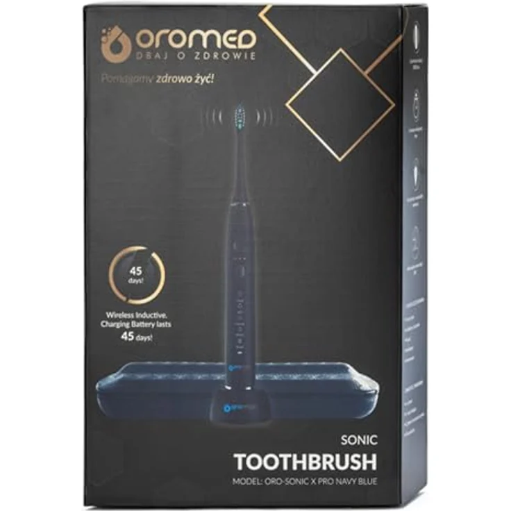 OROMED ORO-SONIC X PRO Elektrische Zahnbürste Schallzahnbürste 5 Modi Timer Etui, Akkubetrieben, bis zu 45 Tage Laufzeit, inkl. 2 Bürstenköpfen, Reiseetui - Blau – Bild 5