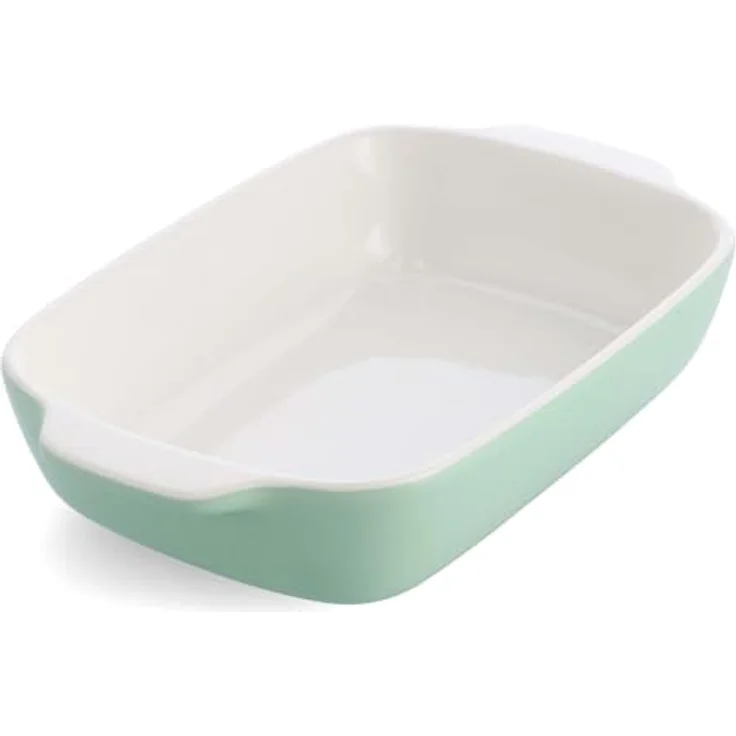 KitchenAid Stoneware Backform 26 cm, Keramik rechteckig mit Antihaftbeschichtung und Bambusdeckel, PFAS-frei, 1,9L, platzsparend, backofenfest bis 260°C, pistazie – Bild 1