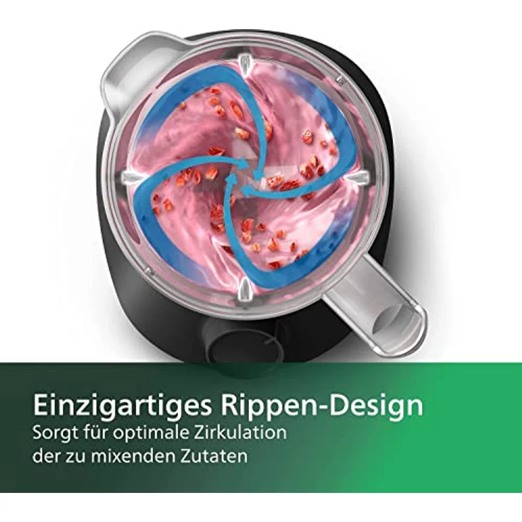 Philips HR2041-41 Standmixer, 450W, 1 Geschwindigkeit, Puls-Funktion, Motor-Thermo-Protection-Sensor, Saugfüße, 1,9L Behälter, inkl. Trinkflasche, schwarz – Bild 4