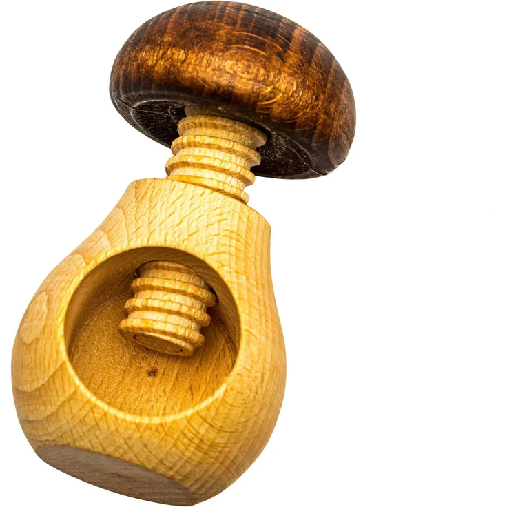 Neustanlo Nussknacker Pilz Braun, Massives Buchenholz, Schraubgewinde, Zeitloser Klassiker – Bild 1