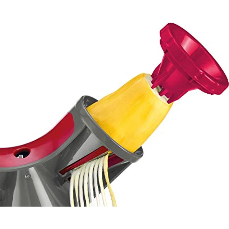 Westmark Gemüse-Spiralschneider Hand, mit 3 Schneidkegeln und Restehalter, Rostfreier Edelstahl/Kunststoff, Triolo, Anthrazit/Rot, 11652260 – Bild 4