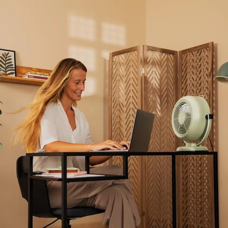 Cecotec EnergySilence 800 RetroDesk, Tischventilator mit 20 W Leistung, 20 cm Durchmesser, 3 aerodynamischen Flügeln, 2 Geschwindigkeiten, einstellbarer Neigung, stabile Basis, Grün – Bild 5