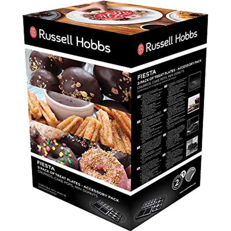 Russell Hobbs Zusatzplatten 3er Set [Cake Pop, Mini Donut & Churros] Ergänzung für 3-1 Multifunktionsgerät Fiesta 24540-56 (spülmaschinengeeignete, hochwertige antihaftbeschichtete Platten) 25490-56 – Bild 2