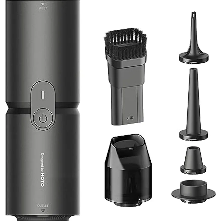 HOTO 15000PA Handstaubsauger Akku 4 in 1 Autostaubsauger, USB-C Aufladbar, Mini Staubsauger mit Waschbar HEPA-Filter, Reiniger Gerät für Auto/Haus/Büro/Tierhaare/Kajak Aufblasen