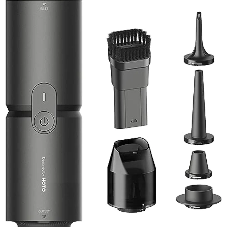 HOTO 15000PA Handstaubsauger Akku 4 in 1 Autostaubsauger, USB-C Aufladbar, Mini Staubsauger mit Waschbar HEPA-Filter, Reiniger Gerät für Auto/Haus/Büro/Tierhaare/Kajak Aufblasen – Bild 1