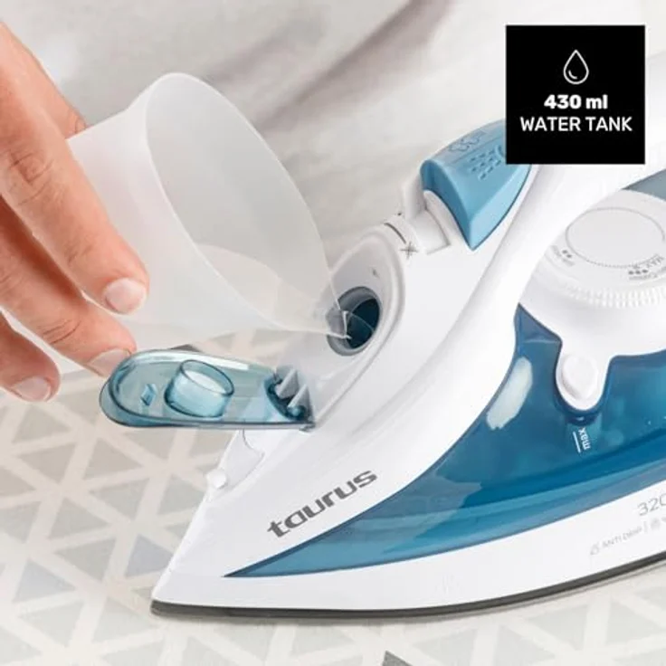 Taurus BALI 3200 X-SLIDE, Bügeleisen mit 3200 W Leistung, Dampfausstoss 200 g/min, Blau und Weiss – Bild 5