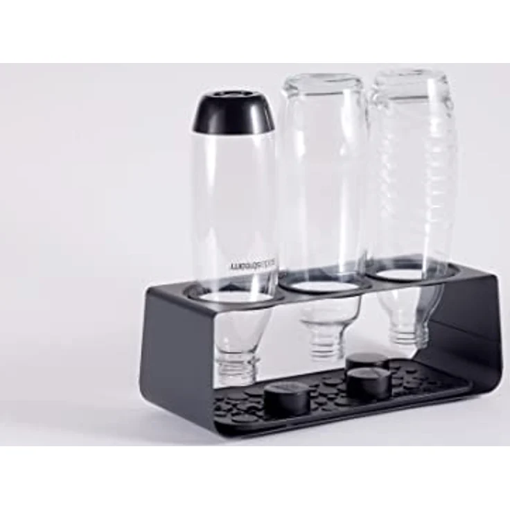 SodaStream Premium Flaschenabtropfhalter aus Edelstahl, kompatibel mit allen SodaStream Flaschen, in matt schwarz, 34,6x14,8x12,6 cm – Bild 3