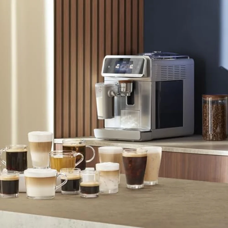 Philips Kaffeevollautomat EP8757/20 Café Aromis 8000-Serie, mit BrewExtract Technologie, über 50 Getränke, LatteGo Pro-Milchsystem, Silber – Bild 2